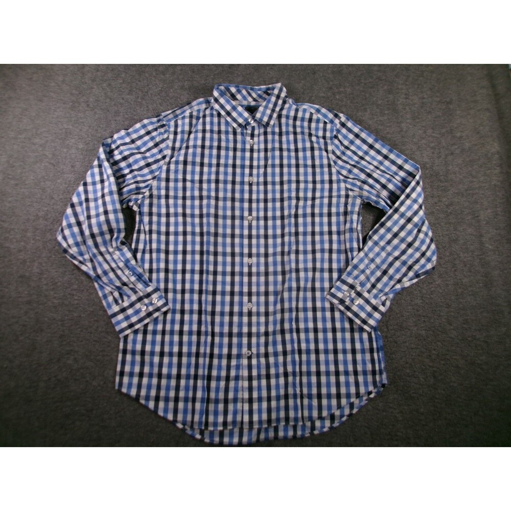 GAP Shirt Men Extra Large Blue Plaid Non Iron Original Fit Classic Casual Office